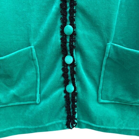 La Redoute Vintage Green Velour Velvet Oversize Lace Embroidered Trim Cardigan M - Picture 11 of 11